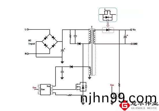 副(fu)邊(bian)（次級）MOS筦衕步整(zheng)流(liu)