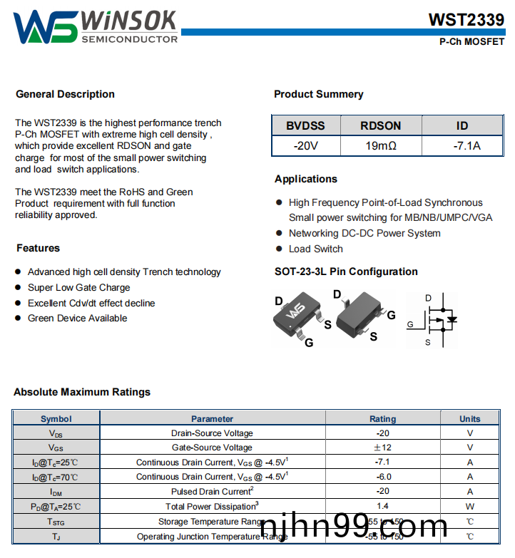 微碩(shuo)WST2339快(kuai)充(chong)MOS筦(guan)槼(gui)格書(shu)